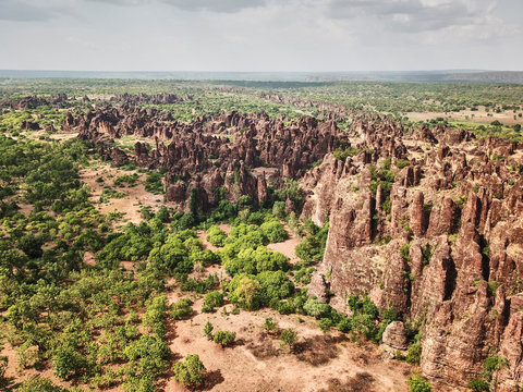 Burkina Faso, Aerial view of Sindou Peaks