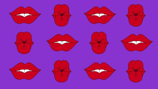 The animation installation of the lips and backgrounds with kiss. Full HD and 25 fps