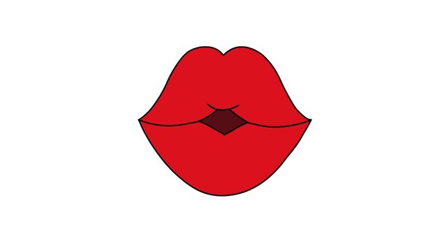 Hand-drawn animation of female lips with kiss. Looping animation. Original file Full HD has an alpha chanel. 25 fps