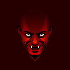 Evil devil red face on a dark background