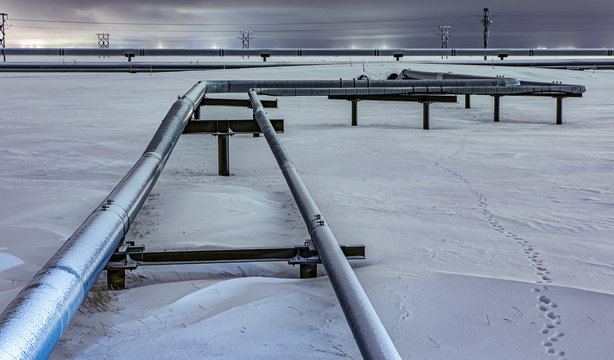 Energy Production on the North Slope of Alaska on a Winter Night