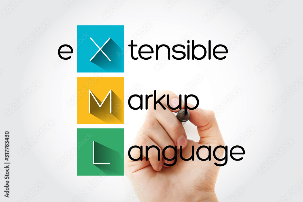 Poster xml - extensible markup language acronym, technology concept background