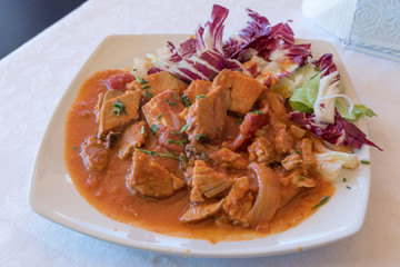 Stew with tomato sauce and onion