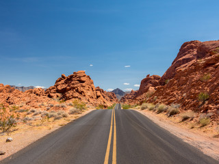 Mouse’s Tank Road in Valley of Fire State Park. Scenic Roads in Valley of Fire State Park, Nevada United States.