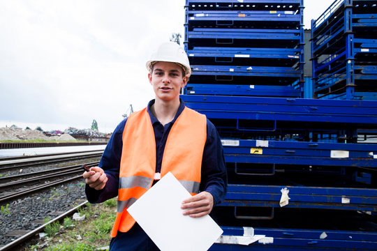 worker young male with a protocol