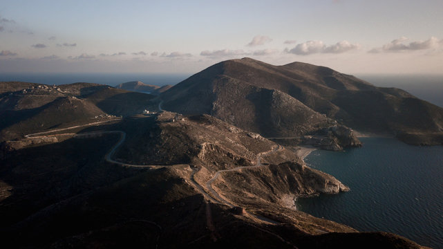 A mountain with the sea in Peloponnese in Greece