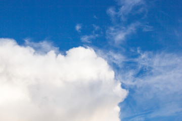 plumose clouds of the top tier in blue space of the sky
