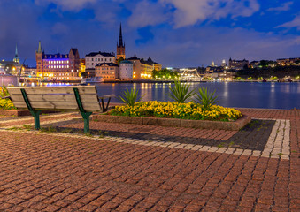 Stockholm. City Hall on the sunset.