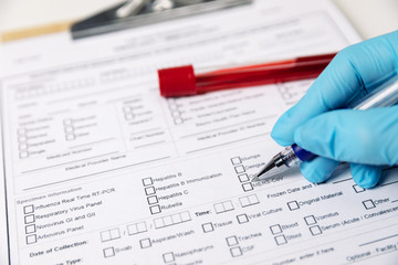 Test tubes with blood. nCov, Coronavirus test