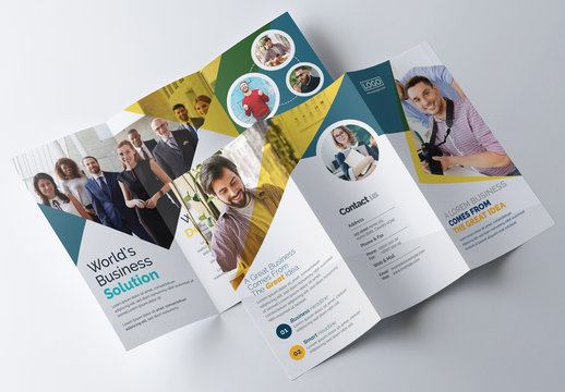 Trifold  Brochure Layout with Multiple Color Accents