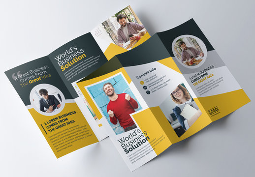 Trifold  Brochure Layout with Orange Color Accents