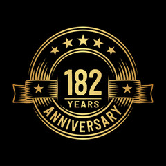 182 years anniversary celebration logotype. Vector and illustration.
