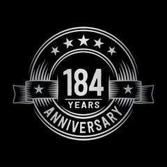 184 years anniversary celebration logotype. Vector and illustration.