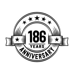 186 years anniversary celebration logotype. Vector and illustration.