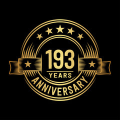 193 years anniversary celebration logotype. Vector and illustration.