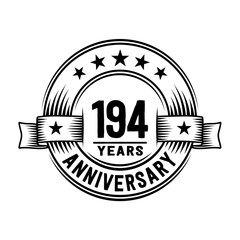 194 years anniversary celebration logotype. Vector and illustration.