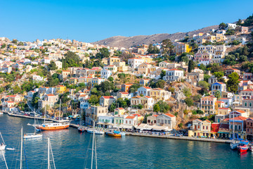 Fototapeta premium Symi town cityscape, Dodecanese islands, Greece