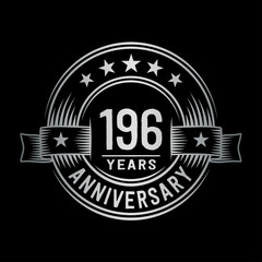 196 years anniversary celebration logotype. Vector and illustration.