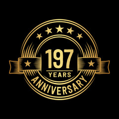 197 years anniversary celebration logotype. Vector and illustration.