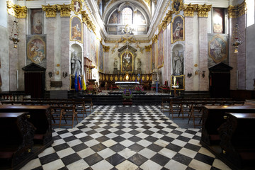 Fototapeta na wymiar Interior of Ljubljana Cathedral, St. Nicholas's Church, Ljubljana, Slovenia