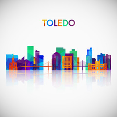 Toledo skyline silhouette in colorful geometric style. Symbol for your design. Vector illustration. - obrazy, fototapety, plakaty