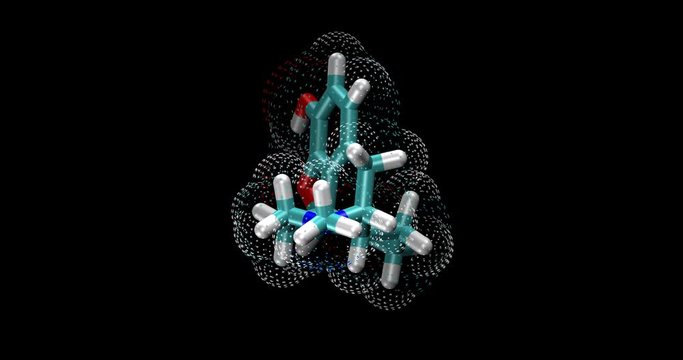 Hydromorphone, Morphine Derivative, Opioid Drug 3D Molecule