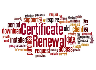 Certificate renewal word cloud concept
