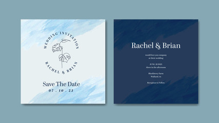 Elegant watercolor wedding invitation card design template