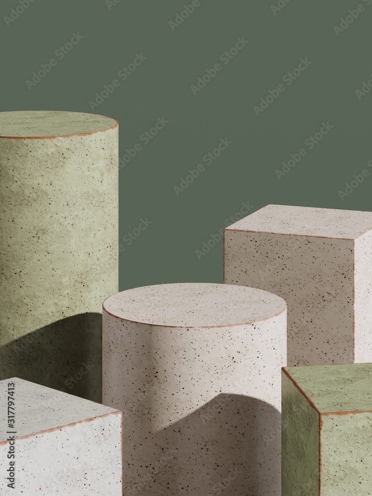 Poster abstract background for branding and minimal presentation. earth tone color ceramic geometry step. 3