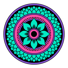 Mandala decorative round ornament. Can be used for greeting card, phone case print, etc. Hand drawn background on white