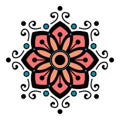 Mandala decorative round ornament. Can be used for greeting card, phone case print, etc. Hand drawn background on white