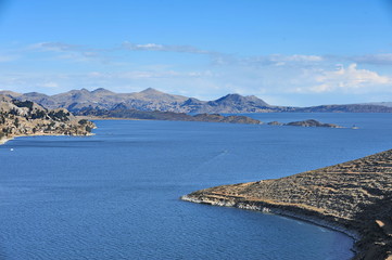 Landscapes of Lake Titicaca in Bolivia.