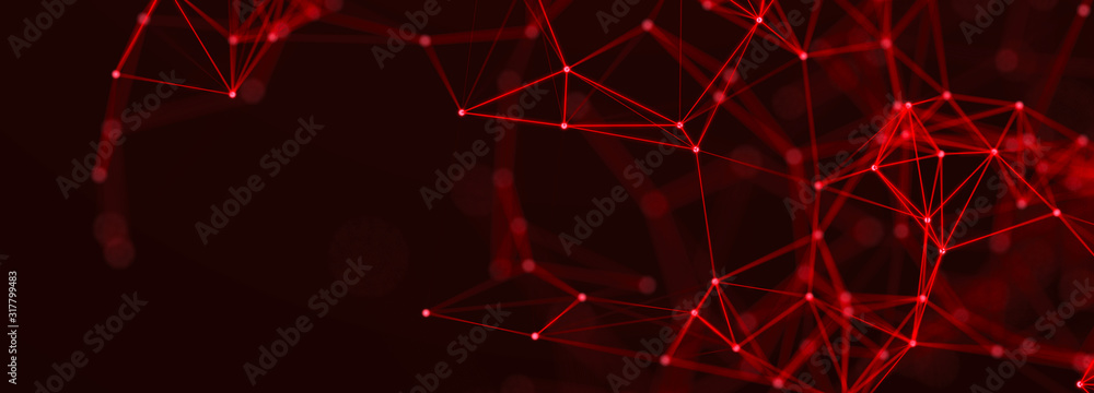 Aufkleber Abstract digital connection dots and lines. Technology background. Network connection structure. Red plexus effect. 3d