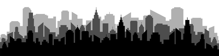 Naklejka premium City silhouette. Panoramic city. Town. Vector illustration