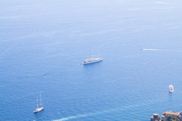 Fototapeta premium Panoramic view to the yachts on Amalfi coast, Italy