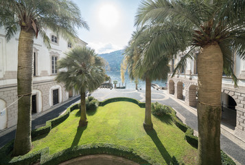Fototapeta na wymiar Garden of Palazzo Borromeo on Isola Bella, Italy