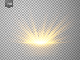 Gold Rays rising on transparent background. Suitable for product advertising, product design, and other.