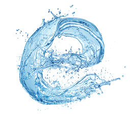 italic type letter made of water splashes isolated on white background
