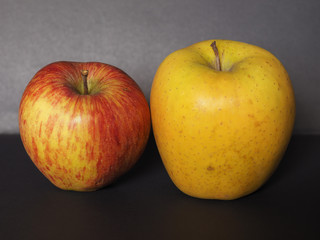 yellow and red apple fruit food