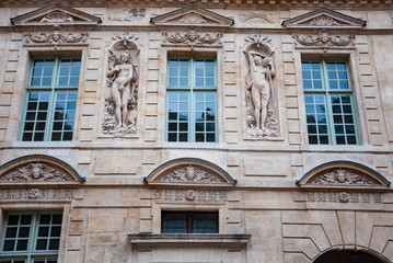 Exterior facade of a Parisian building, Paris France