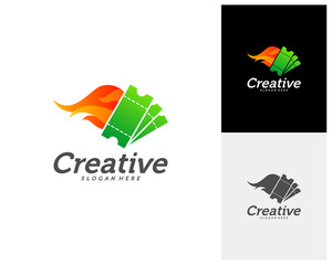 Hot Ticket Creative logo concepts, abstract colorful icons, elements and symbols, template - Vector