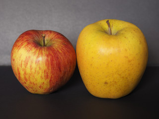 yellow and red apple fruit food