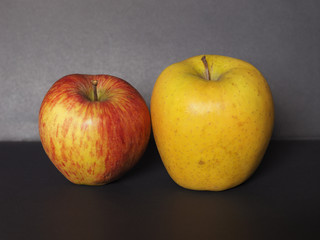 yellow and red apple fruit food