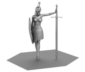 warrior woman character, 3D rendering, illustration