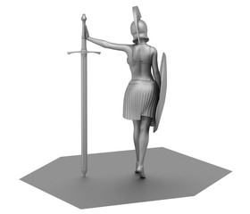 warrior woman character, 3D rendering, illustration