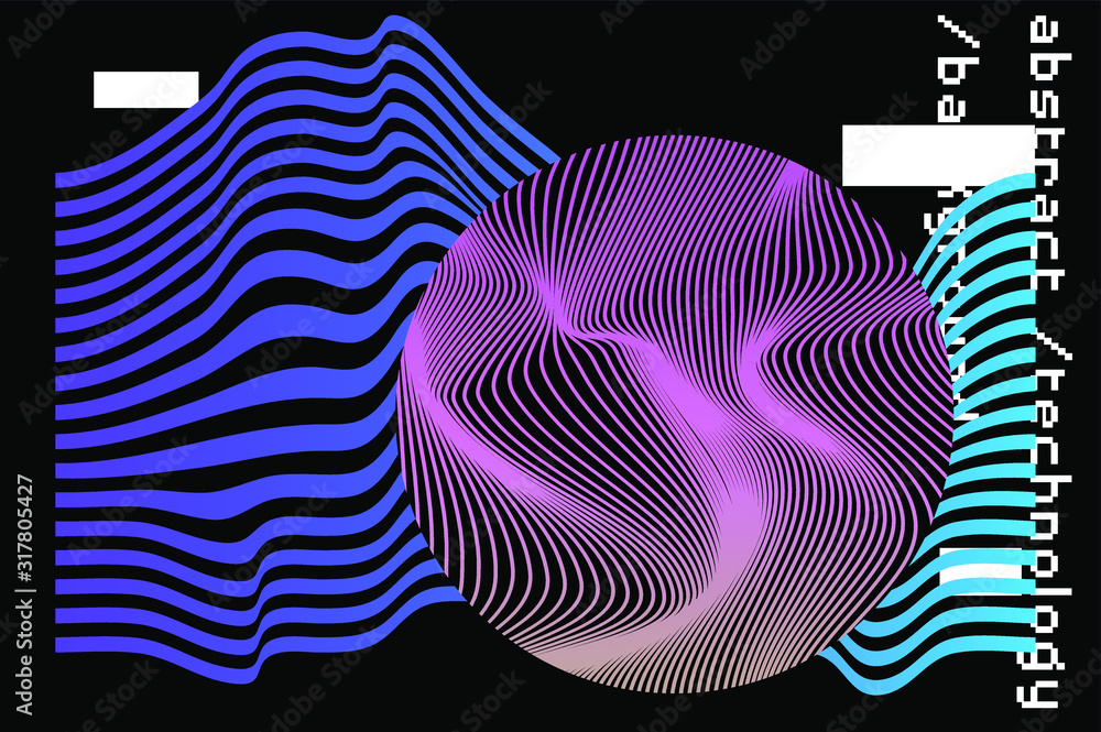 Aufkleber Abstract background with generative art elements. Futuristic and glitched shapes in cyberpunk style.