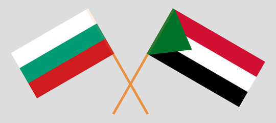 Crossed flags of Sudan and Bulgaria