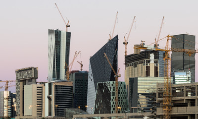 Large buildings equipped with the latest technology, King Abdullah Financial District, in the...
