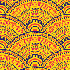Ethnic circle shapes seamless geometric pattern.