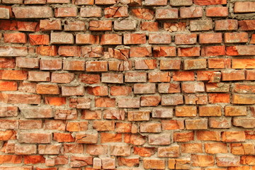 Red old brick wall texture background